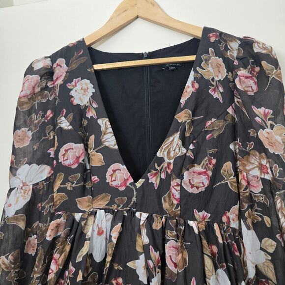 Bardot Reign Floral Long Sleeve Minidress Size S Fall Homecoming Party Wedding - Picture 5 of 12